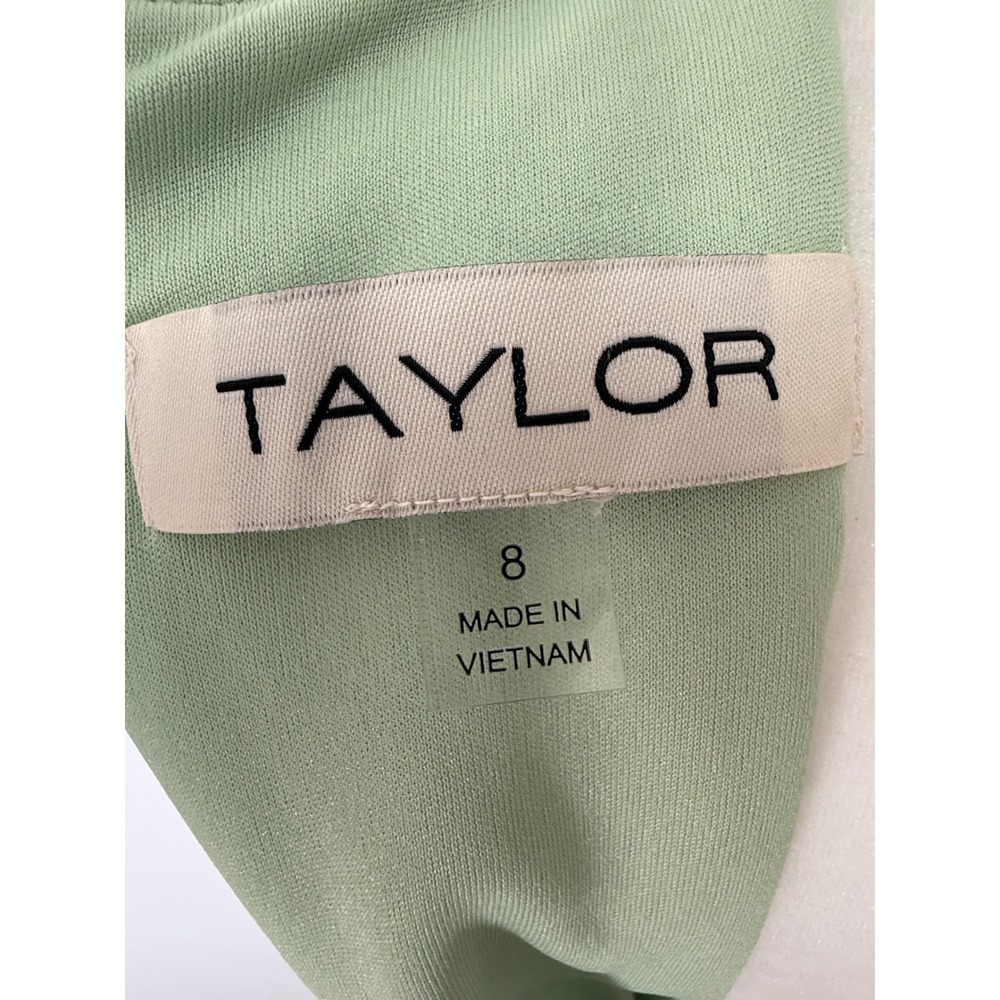 Taylor Plaid Tweed V-Neck Flounce Hem Sleeveless Mini Dress Green White Size 8 - Picture 6 of 14